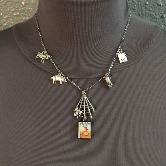 Charlotte’s Web by E. B. White Handmade Literature Necklace, Book Cover, Spider - Picture 6 of 16